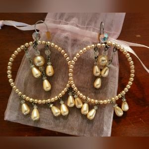 Faux Pearl Hoop Earrings